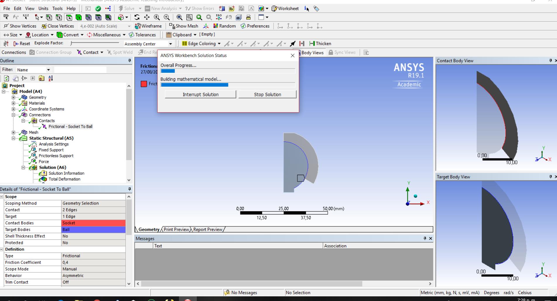 Pantalla de error de Ansys