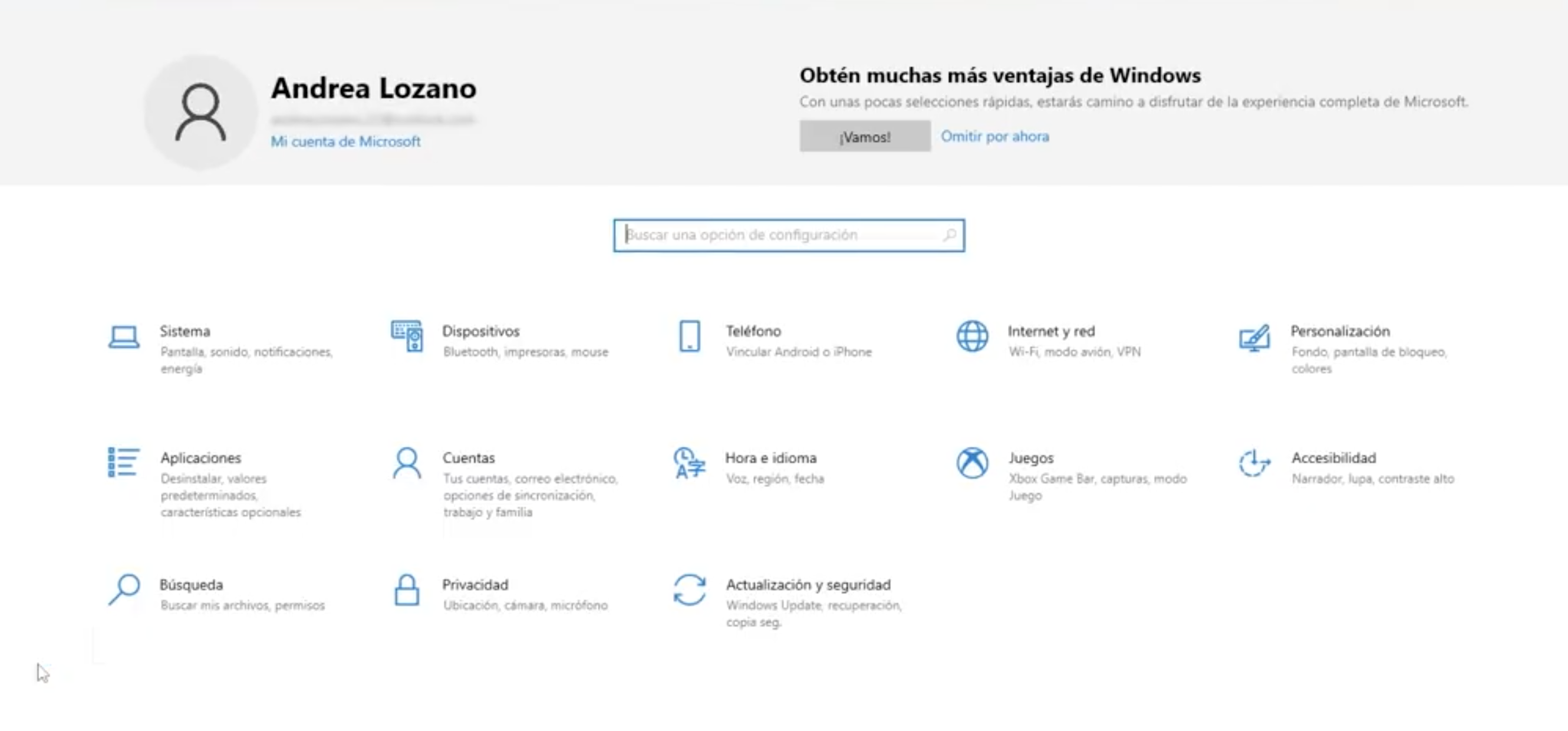 Opciones de ajuste y configuración