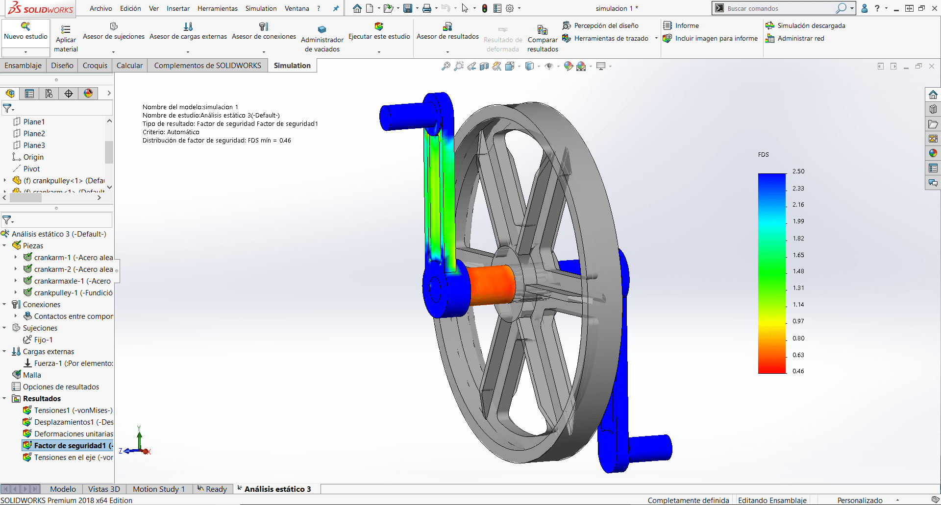 Pieza de SolidWorks importada en Ansys