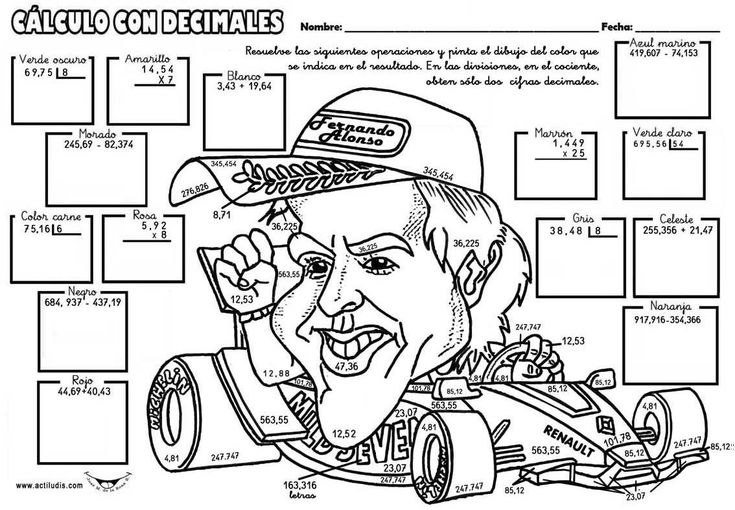 Ilustración de cálculos con <strong>decimales</strong>