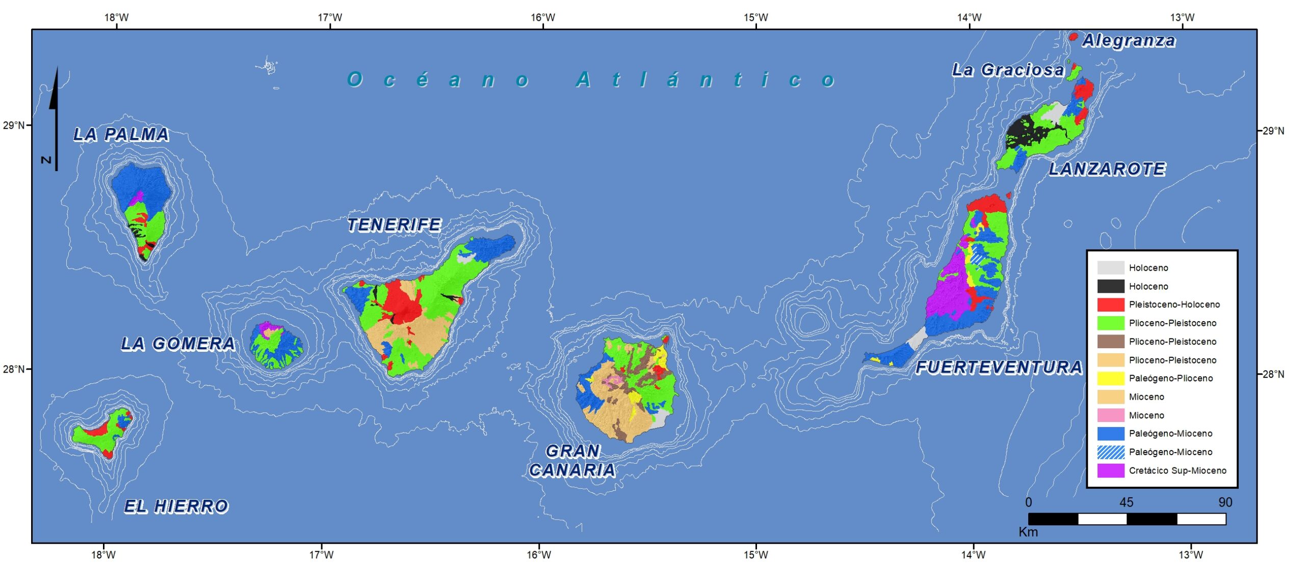 Mapa de Gran Canarias subaérea