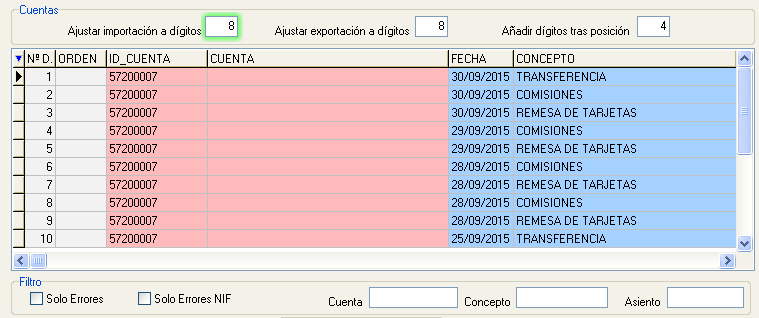 Configuración y ajustes de importación