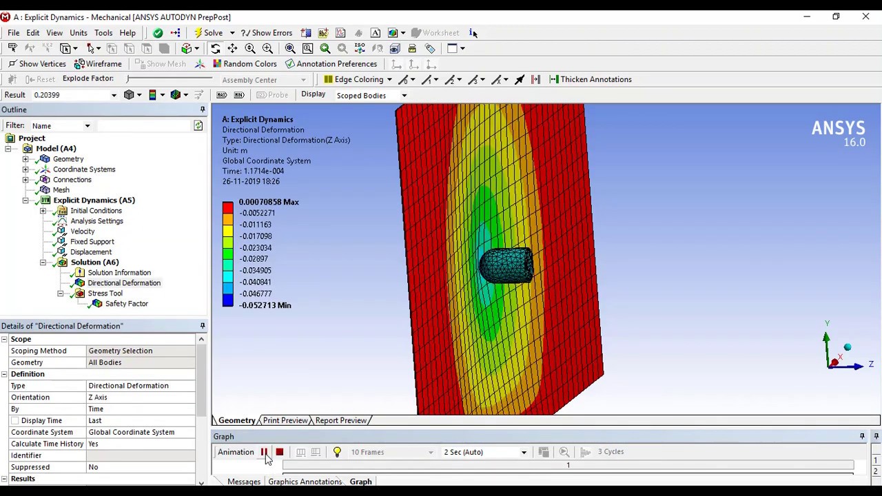 simulación con Ansys Explicit Dynamics