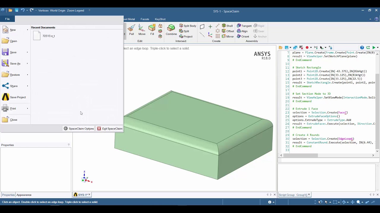 Script en ANSYS en acción