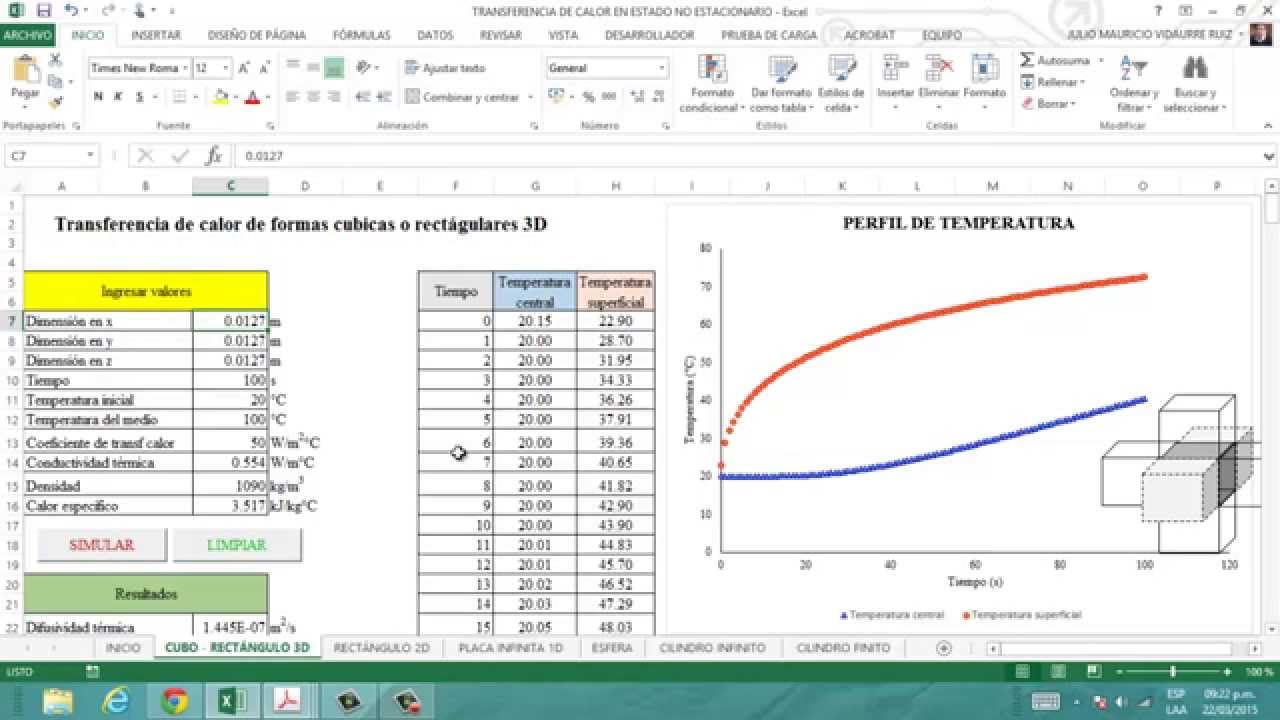 Simulación de flujo de calor