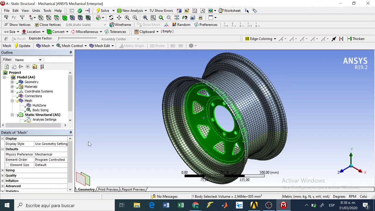 Ruedas simuladas con ANSYS